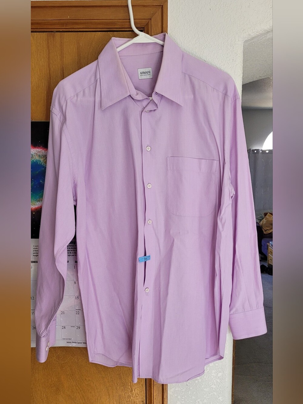Armani Collezioni Men's Light Lavender Button-Up Dress Shirt